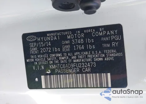 2015 Hyundai Veloster from USA, damaged, VIN KMHTC6AD9FU232473